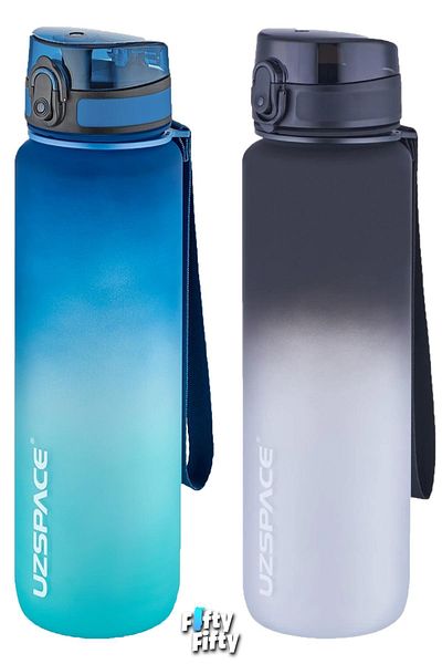 Uzspace 2-Piece Tritan Water Bottle Set 1000ml Large Size Double Color Softtouch FF Collection Tritan Water Bottles