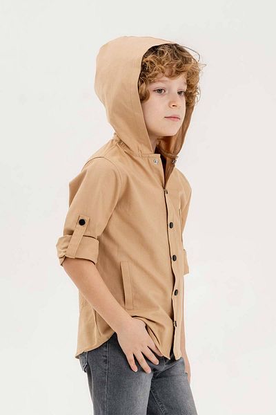 Gold Class Kidswear Cămașă pentru băieți - cu glugă, buzunare și mânecă pliabilă