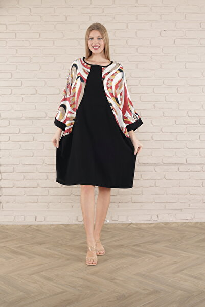 mervemoda rochie tunică de damă cu mânecă scurta lungime midi