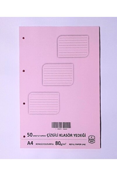 kafanot A4 Çizgili Açık Pembe Kolej Klasör Yedeği 50 Yaprak
