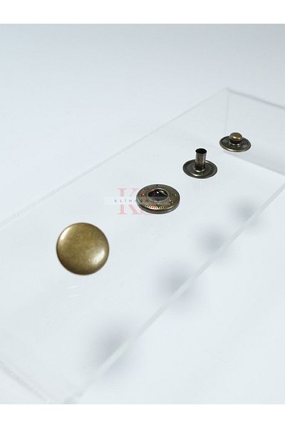 Klinkshop 15 Mm Antique Yellow Snaps Material Package Without Attachment - 50 Pieces - Stainless Brass Snaps