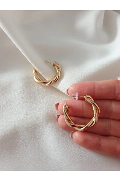 MRK Halka Model Burgulu Gold Küpe