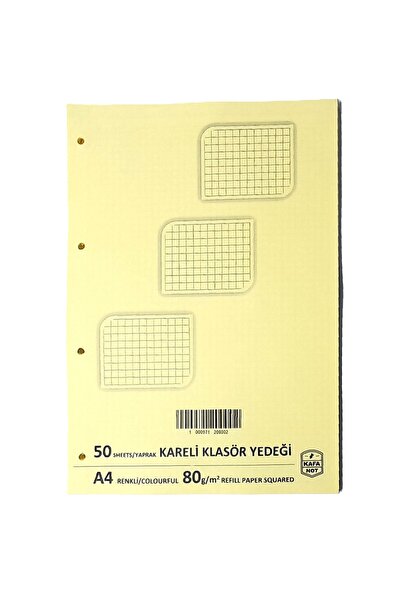 kafanot A4 Kareli Sarı Kolej Klasör Yedeği 50 Yaprak