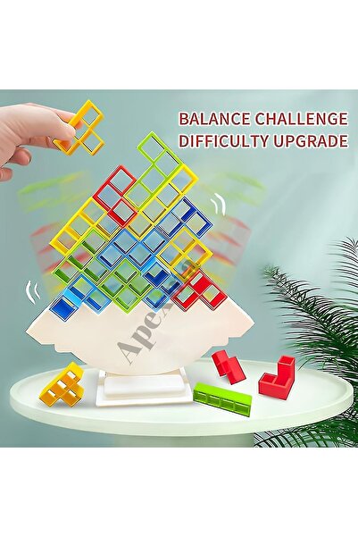 Apexma Tetris Şekilli Denge Kule Oyunu - Renkli Blok Dizme