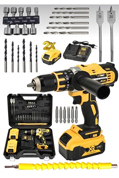 Germany Steel 580pR Bakır Sargılı Darbeli Şarjlı Matkap Çift Akülü Metal Şanz...