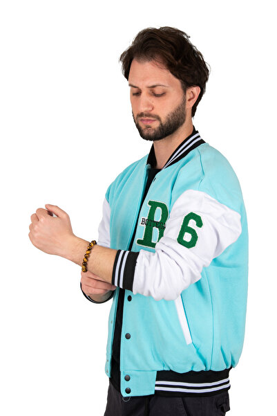 DeepSEA Men's Light Blue Oversize Snap-on College Collar Coat Jacket2304762