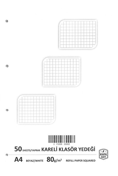 kafanot A4 Kareli Beyaz Kolej Klasör Yedeği 50 Yaprak