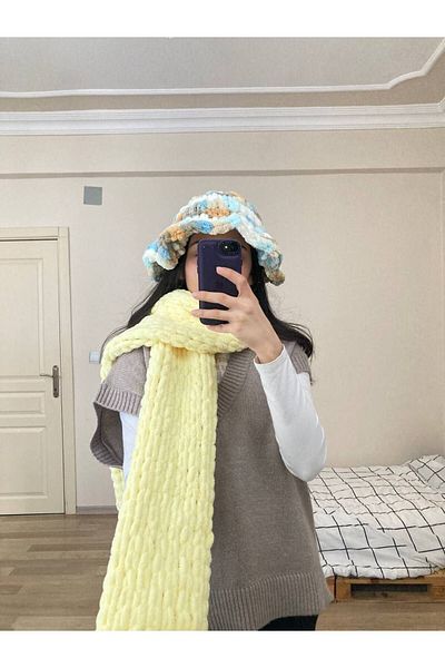 Moda Biçer Puffy Scarf Hand Knitted Shawl