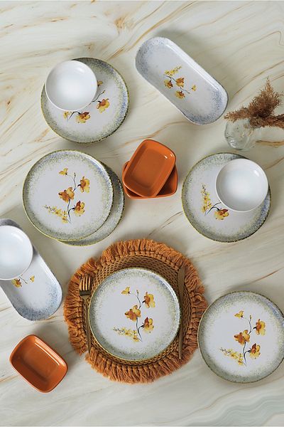 Keramika Hercai 14 Piece Breakfast Set for 6 People