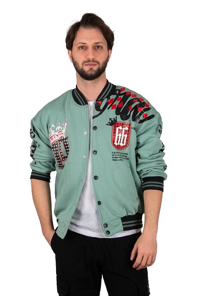 DeepSEA Ανδρικό Water Green Sports Oversize Snaps College γιακά παλτό Bomber Jacket 2304764