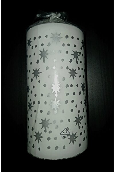 IKEA Vinterfint beyaz ve yıldız desenli 45 h mum