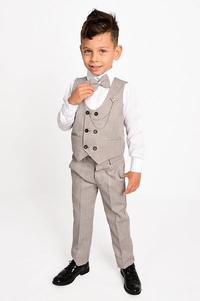 DAFİTO KİDS Boy's Vest Chain Bow Tie Suit