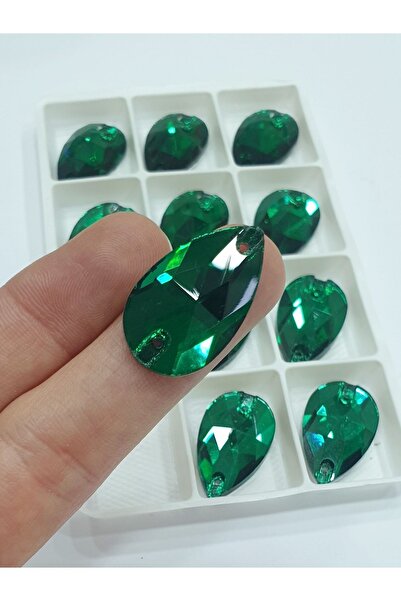 CRYSTALSHOP حجر الخياطة الكريستالي - 18*27 مم باللون الأخضر المقطر (24 قطعة)