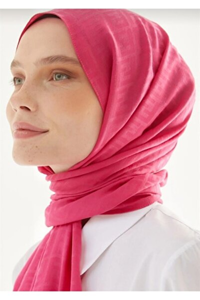 Trablus Жіночий шарф з шовковистої бавовни з візерунком F у кольорі фуксія