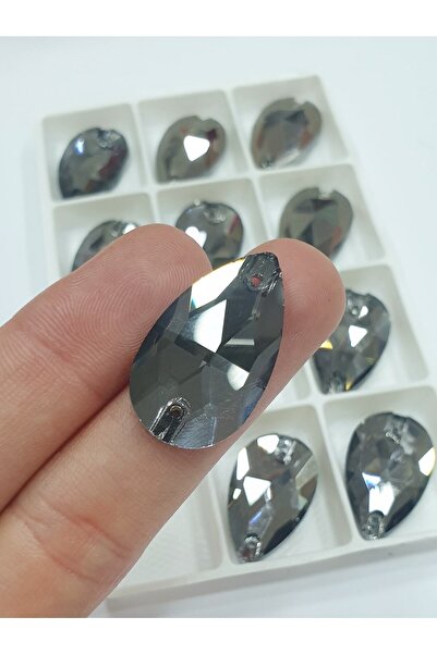 CRYSTALSHOP Kristalni stub od kamena - 18*27 mm, siva boja (24 komada)