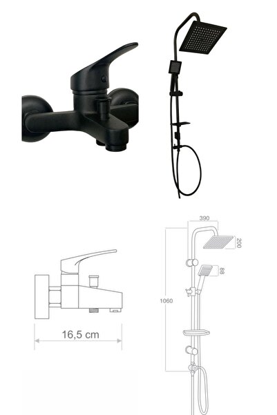 armour armatür Siyah Banyo Batarya Seti