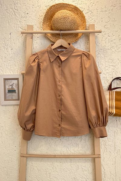Ceylan Otantik Καραμέλα Classic Collar Crop πουκάμισο