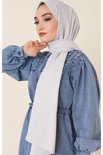 Trablus حجاب نسائي قطن كراش جاز شال رمادي فاتح