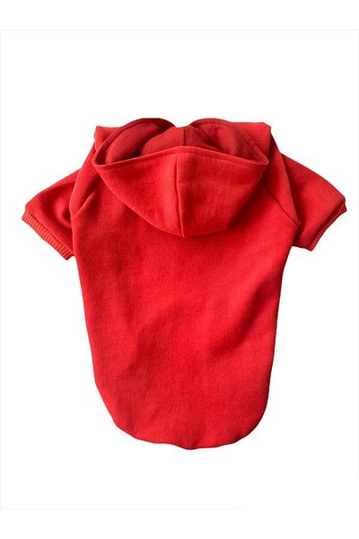 Luli Pet Basic Red Hooded Cat Dog Sweatshirt