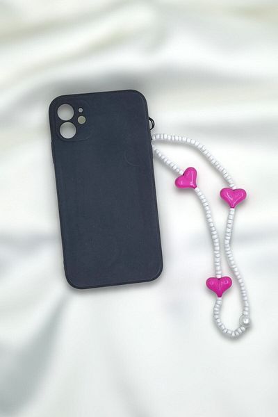 KRIMO Pink Heart White Beaded Phone Charm Ornament
