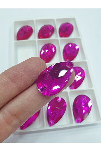 CRYSTALSHOP حجر الخياطة الكريستالي - قطرة فوشيا 18*27 مم (24 قطعة)