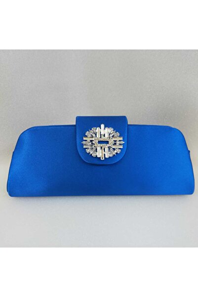 bsc حقيبة سهرة من حجر الساتان الأزرق اللامع من ساكس