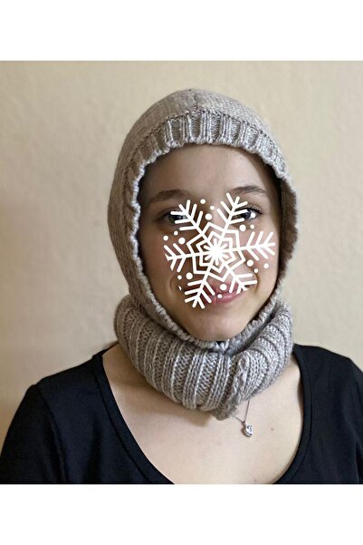 sema aksesuar قبعة شتوية محبوكة وطوق للرقبة - قبعة صغيرة بغطاء للرأس - قبعة ت...