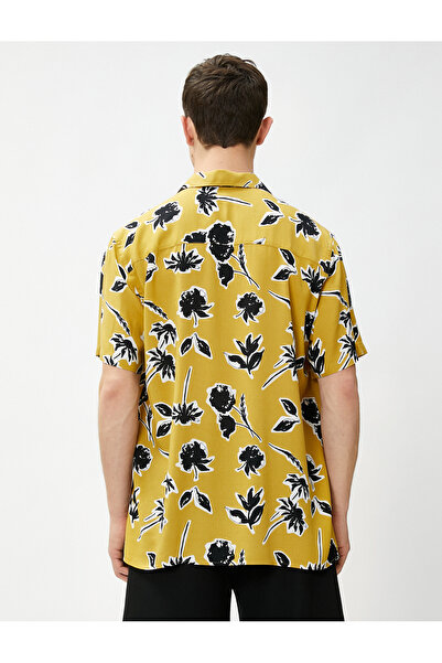 Koton Vintage Shirt Short Sleeve Floral Printed Button-Up Collar