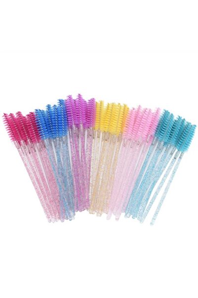 KİRPİKÇİSHOP فرشاة مكياج لامعة 50 قطعة لون أصفر