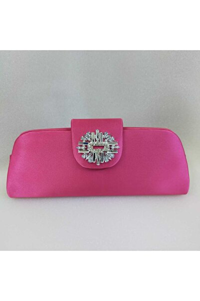 bsc حقيبة سهرة من الساتان الفوشيا اللامعة