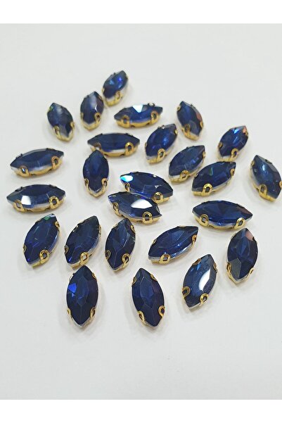 CRYSTALSHOP حجر الخياطة - مكوك 7*15 ملم أزرق داكن (100 قطعة)