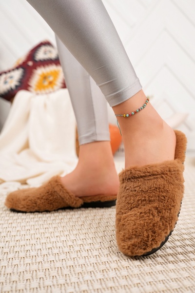 Modafırsat Fur Inside Home Slippers Plush Wool Women's Winter Slippers Guest Dowry Bundle Bridal Slippers