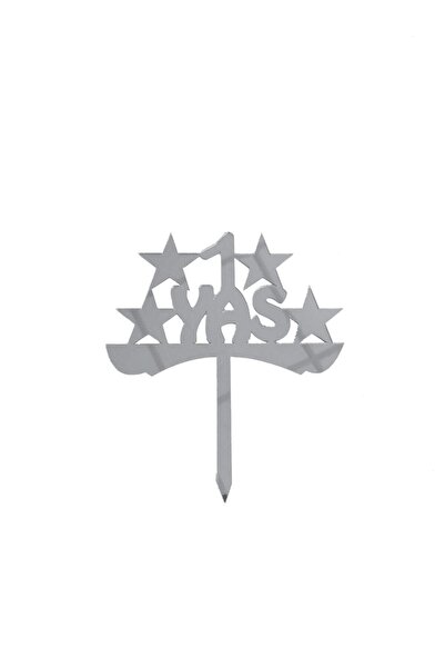 Görkem Toptan Pasta Üstü Gümüş Renk 1 Yaş Yazılı Ayna Pleksi Gri Renginde Pas...