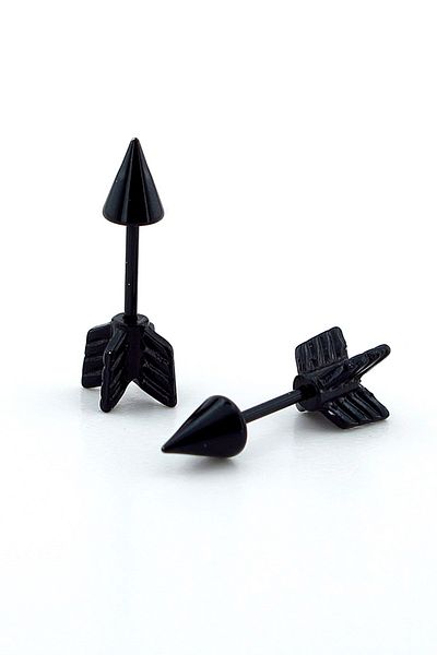 Solfera Arrow-Shaped Black Stainless Steel Men's Women's Piercing Earrings ER013