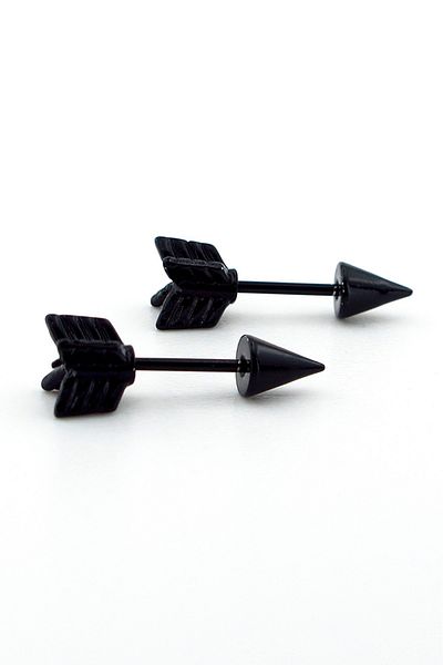 Solfera Arrow-Shaped Black Stainless Steel Men's Women's Piercing Earrings ER013