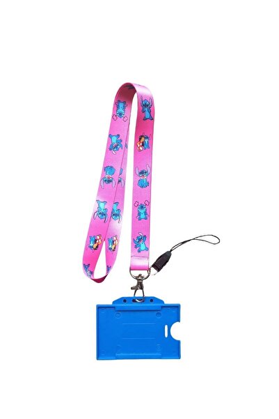 DODO BONE Lilo Ve Stitch Pembe Kart Askı Ipi; Yaka Askı Ipi, Boyun Askı, Tele...