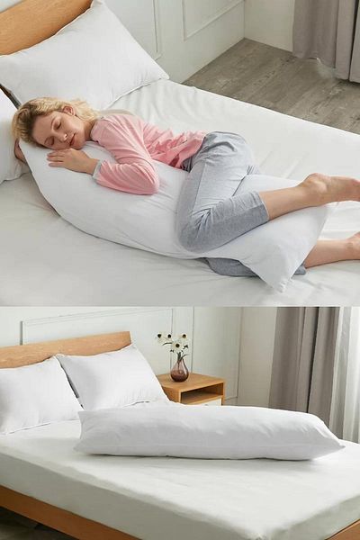 Elyaf Sepeti Maternity Pillow with Comfortable Plump and Side Sleeves - Bead Fiber Filling, 40X120 Long Pillow - 1300Gr