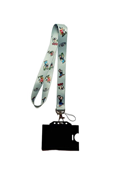 DODO BONE حبل تعليق بطاقة Popeye الأساسية، حبل تعليق الياقة، تعليق الرقبة، حامل الهاتف وحامل البطاقة البلاستيكية السوداء،