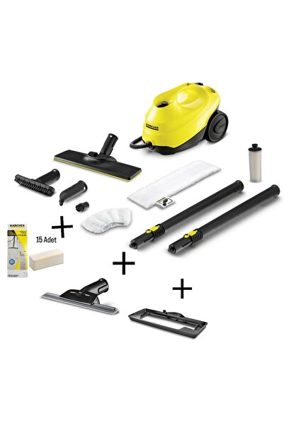 Karcher Sc 3 Easyfix Buharlı Temizlik Makinesi Cam Silme Aparatı 15 Adet Mikrofiber Bez Halı Başlığı