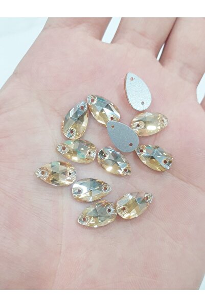 CRYSTALSHOP حجر كريستال مزخرف - 7x12 مم أصفر قطرة (100 قطعة)