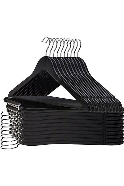 Leonsas 6 Pieces Plastic Hanger Black Clothes Clothes Hanger Hanger Shirt Hanger Trouser Hanger