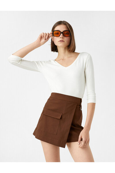 Koton Μακρυμάνικο T-shirt V-Neck Basic