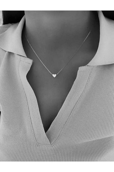 Alze Beauty Silver Color Stylish Heart Necklace