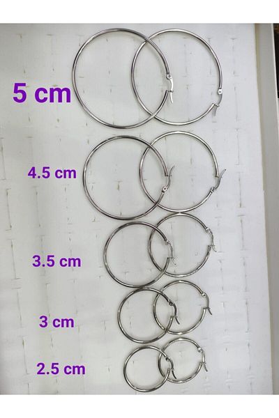 Arescollection Surgical Steel Silver Color Large Size Hoop Earrings