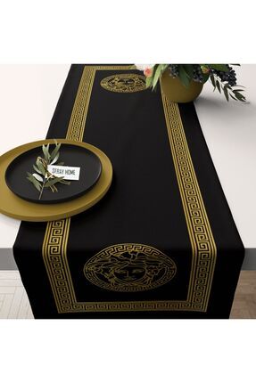 SH Seray Home Versace Desenli Siyah Gold Kadife Runner 43x145 Cm Fiyat Yorumlar Trendyol
