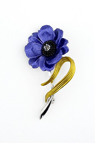 Solfera Mor Gelincik Çiçek Kır Çiçeği Metal Rozet Yaka Iğnesi Broş Rz162