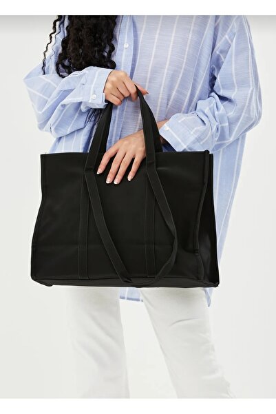 selma demir Siyah Paraşüt Kumaş Shopper Kadın Kol Çantası