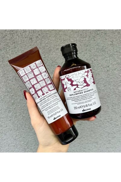 Davines Natural Replumping Shampoo 250 ml + Replumping Conditioner Hydrating ...