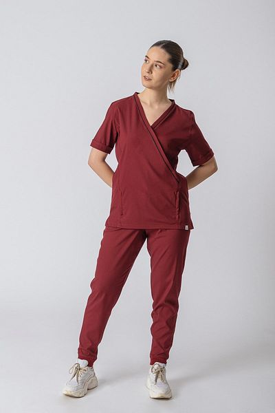 Medikal Dolap Costum roșu Claret pentru femei Bergama Lycra-Doctor Uniformă Asistentă-Scrubs-Imbracaminte chirurgicala