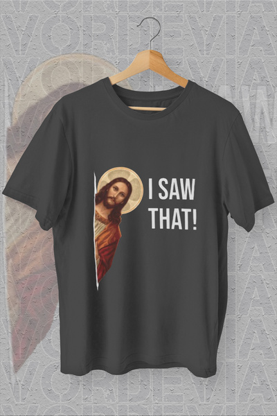 Vordevia Ιησούς - Το είδα! Αστείο μπλουζάκι με εμπριμέ μαύρο oversize